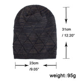 Winter,Diamond,Plaid,Velvet,Earmuffs,Knitted,Sweater,Slouch,Beanie