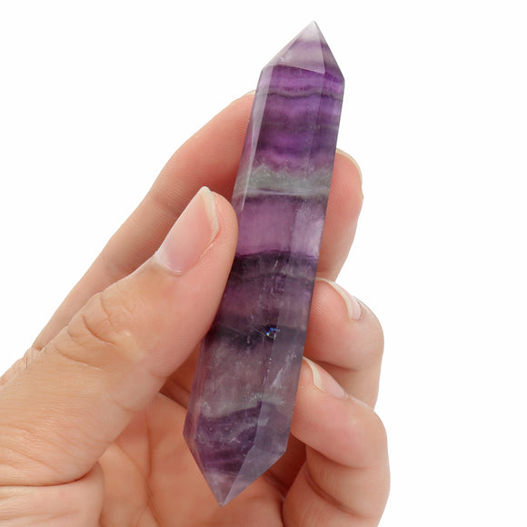Natural,Purple,Fluorite,Crystal,Quartz,Point,Double,Terminated,Healing,Stone