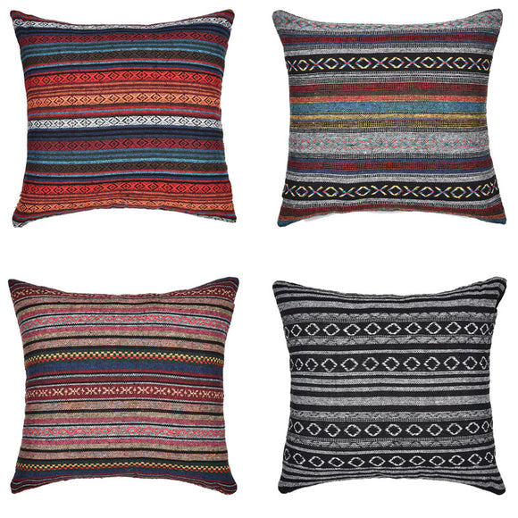 Bohemian,Striped,Linen,Pillow,Square,Decorative,Cushion,Cover,Pillow,Cover
