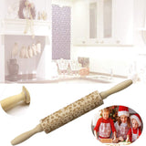 Wooden,Print,Rolling,Christmas,Noodles,Cookie,Dough,Wooden,Sticks