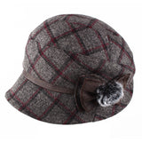 Women,Windproof,Thicken,Woolen,Blending,Beret,Fashion,Plaid,Earmuffs,Peaked