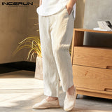 Loose,Linen,Pants,Beach,Retro,Drawstring,Elastic,Casual,Pants