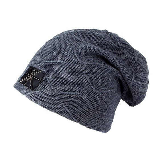 Unisex,Winter,Velvet,Lining,Knitted,Casual,Label,Solid,Slouchy,Skull,Beanie