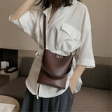 Women,Leather,Bucket,Portable,Handbag,Leisure,Shoulder,Outdoor,Travel