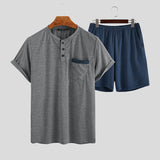 INCERUN,Comfortable,Men's,Short,Sleeve,Shirt,Shorts,Pajamas,Summer,Homewear