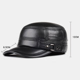 Genuine,Leather,Winter,Protection,Solid,Color,Peaked