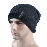 Solid,Knitted,Winter,Plush,Lining,Skullies,Beanies,Adjustable