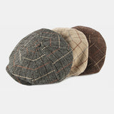 British,Style,Plaid,Pattern,Casual,Octagonal,Beret