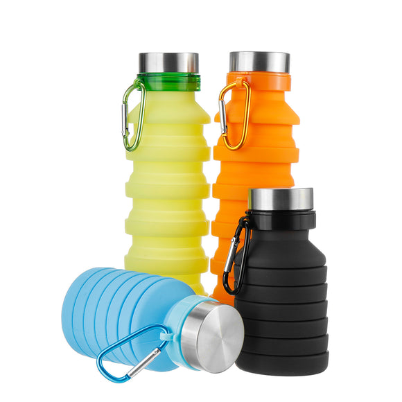 550ML,Silicone,Folding,Water,Bottle,Outdoor,Travel,Hiking,Running,Collapsible,Water,Bottle,Carabiner