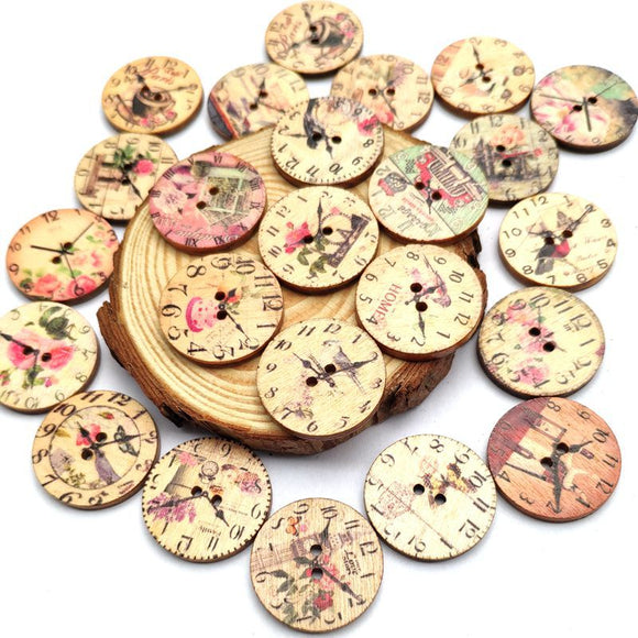 50PCS,Holes,Decorative,Clock,Pattern,Painted,Round,Shape,Fasteners,Buttons