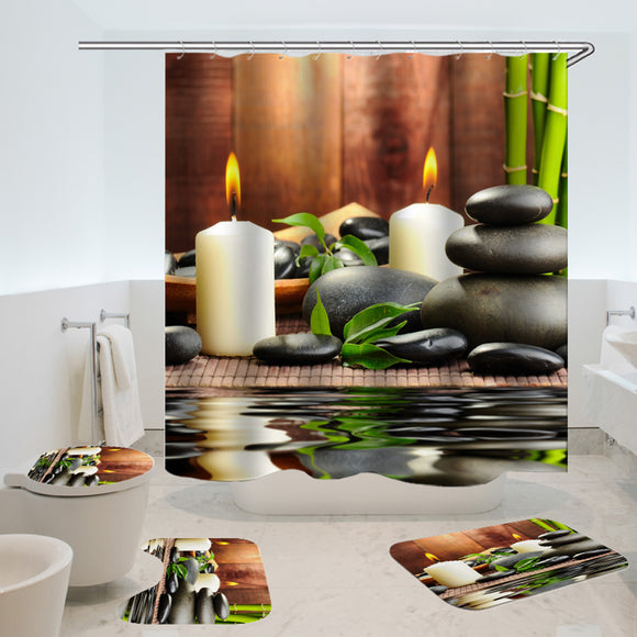 180x180CM,Waterproof,Bathroom,Bamboo,Stone,Candle,Shower,Curtain,Toilet,Cover