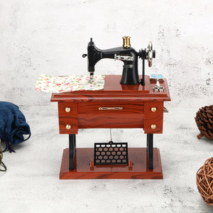 Retro,Vintage,Sewing,Machine,Shaped,Clockwork,Music,Table,Decor