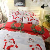 Bedding,Happy,Christmas,Quilt,Cover,Pillowcase,Queen