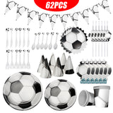 62pcs,Football,Plate,Napkin,Tablecloth,Tableware,Birthday,Party,Decorations