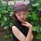 Striped,Multicolor,Beanie,Scarf,Turban