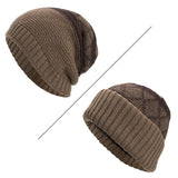 Winter,Plaid,Fleecy,Curlable,Beanie,Outdoor,Slouch,Double,Layers,Knitted