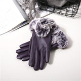 Women,Winter,Thick,Rabbit,Leather,Texting,Screen,Waterproof,Windproof,Gloves
