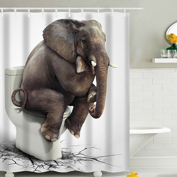 180x180CM,Elephant,Waterproof,Bathroom,Shower,Curtain,Hooks