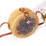 Women,Straw,Handwoven,Round,Rattan,Beach,Handbag,Crossbody,Outdoor,Travel