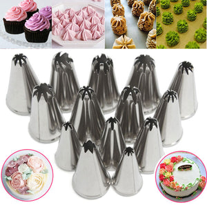 14Pcs,Stainless,Steel,Flower,Icing,Piping,Nozzles,Pastry,Decorating,Accessories,Baking