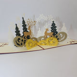 Christmas,Forest,Greeting,Christmas,Gifts,Party,Greeting,Paper,Carving