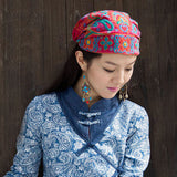 Women,Ethnic,Flowers,Embroidery,Beanie,Vintage,Bandanas,Original,Design