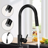 Stainless,Steel,Black,Mixing,Kitchen,Faucet,Retractable,Multifunctional,Universal