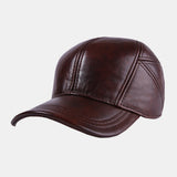 Winter,Adjustable,Genuine,Leather,Windproof,Outdoor,Layer,Leather,Trucker,Baseball