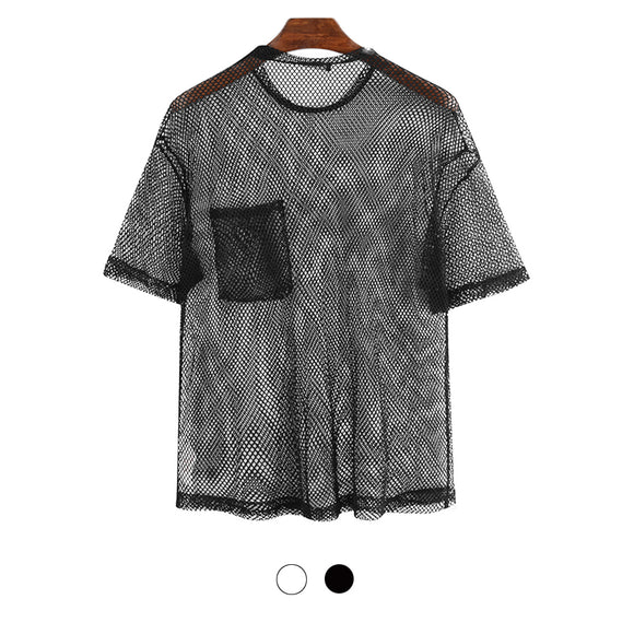 Men's,Fishnet,Short,Sleeve,Party,Perform,Streetwear,Hiking,Cycling,Fitness