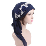 Women,Cotton,Muslim,Turban,Elastic,Chemo,Scarf,Flower,Beanies