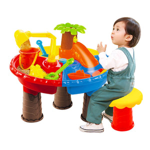 Children,Water,Table,Outdoor,Beach,Bucket,Shovel,Chair,Table