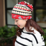 Women,Cashmere,Ethnic,Style,Pattern,Contrast,Color,Outdoor,Beanie,Turban,Scarf