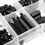 180pcs,Nylon,Black,Spacers,Screw,Assortment