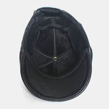 Genuine,Leather,Thick,Casual,Solid,Forward,Beret