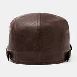 Collrown,Leather,Retro,Casual,Solid,Color,Newsboy,Forward,Beret