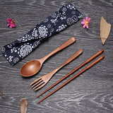 Portble,Wooden,Chopsticks,Spoon,Tableware,Japanese,Style,Storage