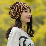 Women,Winter,Beanie,Leopard,Outdoor,Scarf