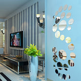 Honana,28Pcs,Silver,Circle,Mirror,Stickers,Bedroom,Office,Decor