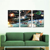 Miico,Painted,Three,Combination,Decorative,Paintings,Spaceship,Decoration