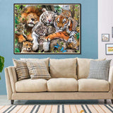 Animal,Tiger,Cheetah,Diamond,Paintings,Embroidery,Cross,Stitch,Decor