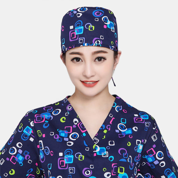 Women,Print,Cotton,Surgical,Doctor,Nurse,Strap,Hairdo,Dental,Beanie