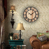 Loskii,Creative,Round,Silent,Wooden,Clock,Decorative,Clock,Living,Decorations