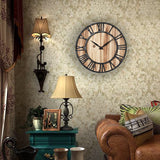 Loskii,Creative,Round,Silent,Wooden,Clock,Decorative,Clock,Living,Decorations