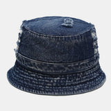 Denim,Washed,Broken,Narrow,Brief,Casual,Outdoor,Sunscreen,Bucket