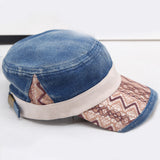 Women,Washed,Denim,Military,Outdoor,Ripple,Peaked,Visor
