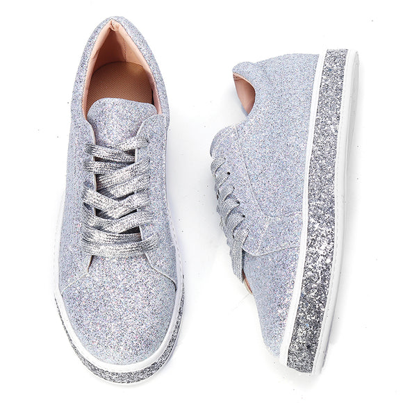 Women,Spring,Sequin,Glitter,Bling,Sneakers,Casual,Flats,Casual,Platform,Shoes