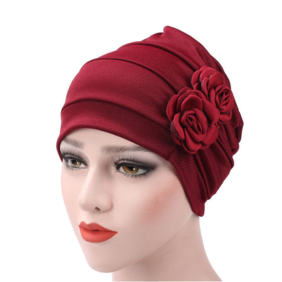 Womens,Paste,Large,Flower,Solid,Beanies,Casual,Luxury,Cotton,Outdoor,Bonnet