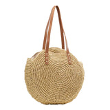 Round,Straw,Beach,Woven,Shoulder,Handbag