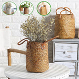 Straw,Woven,Flower,Portable,Plant,Storage,Baskets,Flower,Handmade,Hanging,Basket,Decor