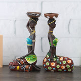 Resin,Figurine,Craft,Candlestick,African,Women,Beauty,Statue,Decorative,Hardware